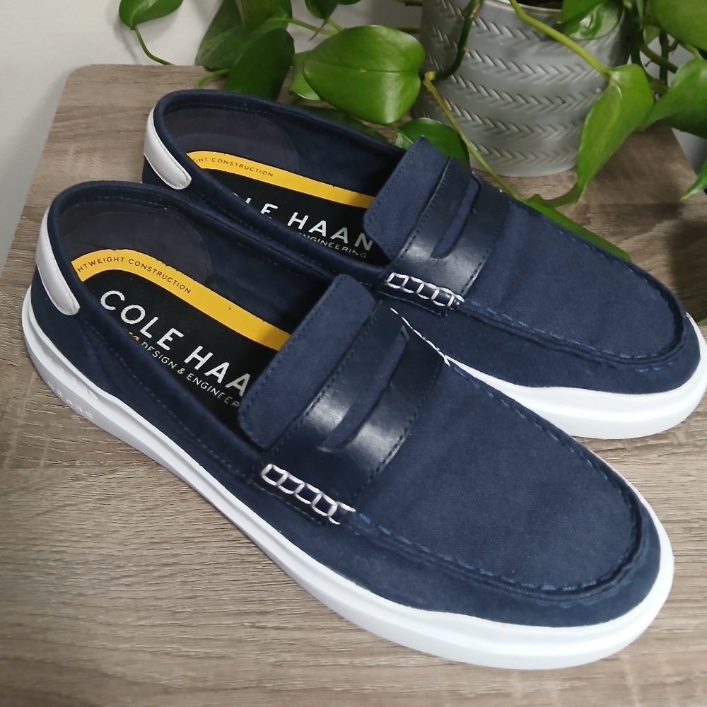 Cole Haan Womens Grandpro Rally Canvas Penny Loafers Size 11 B Navy Blue W23263